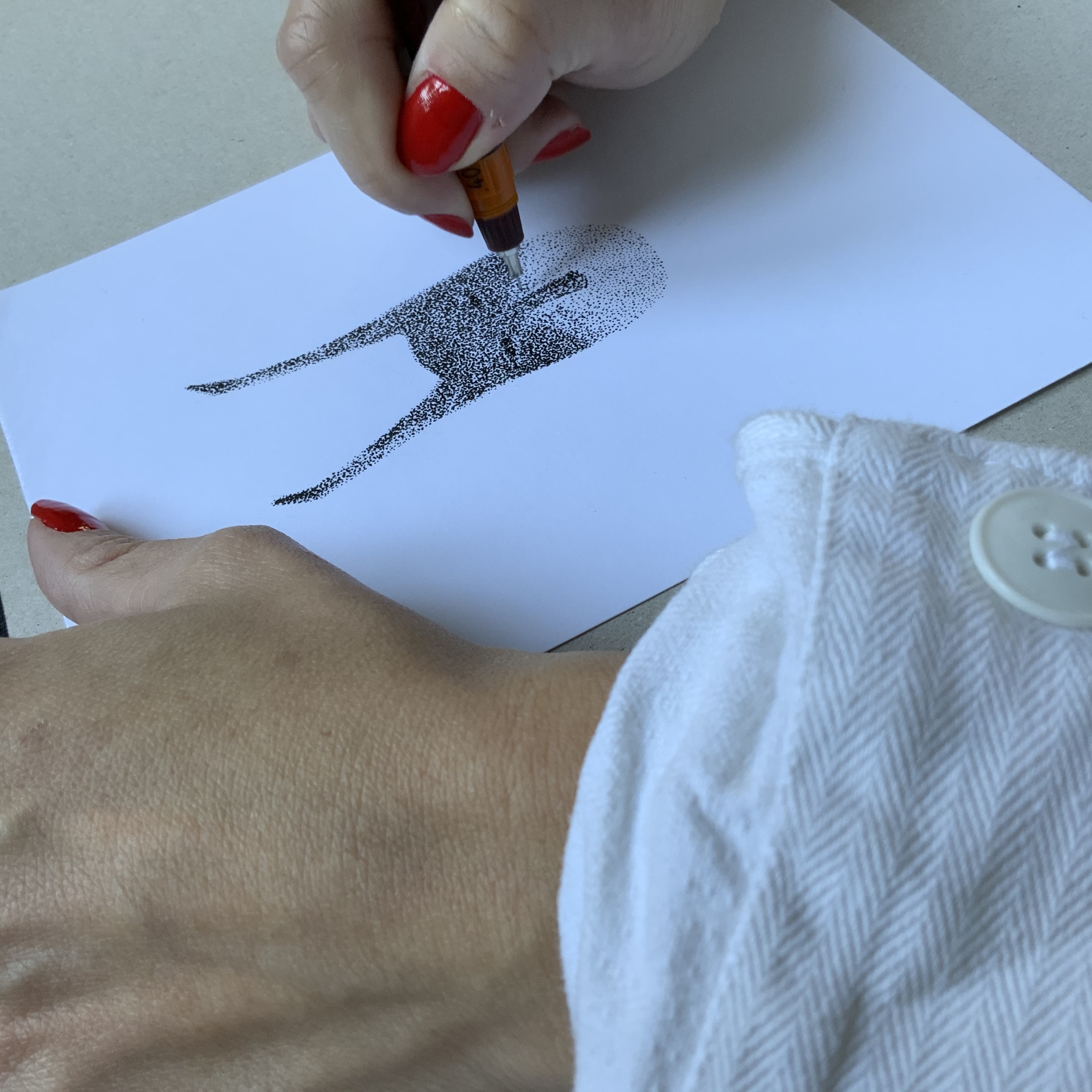 Artist at work in studio